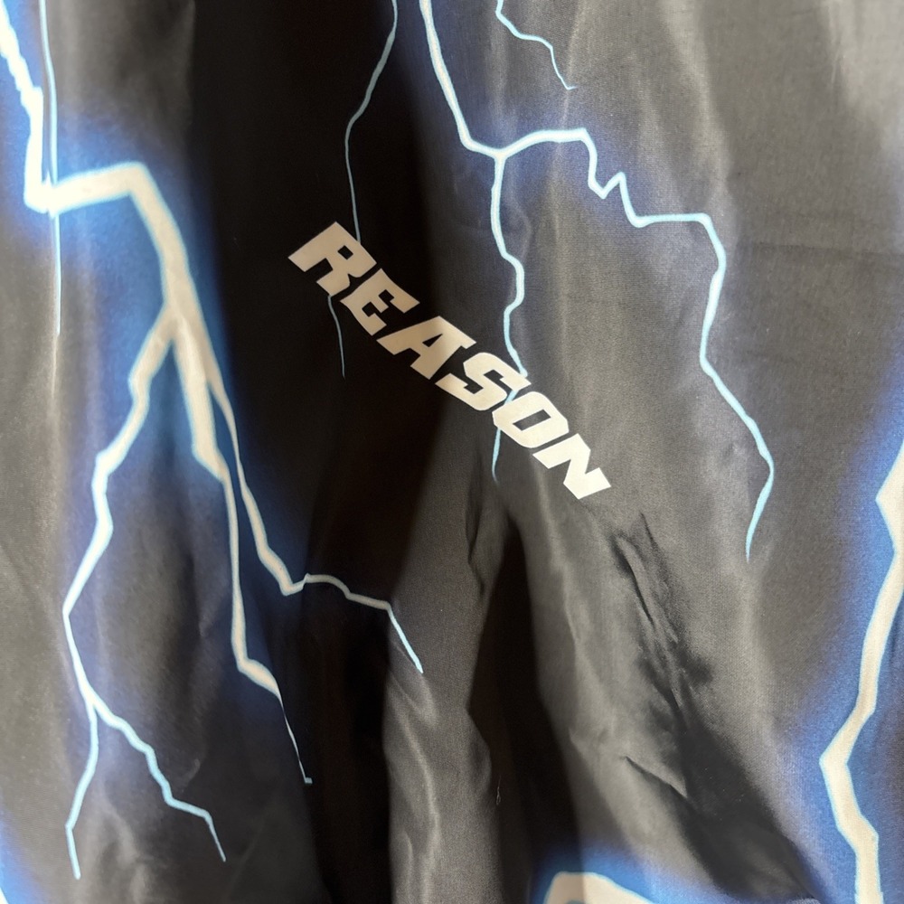 Reason Windbreaker Jacket Men's 4XL Lightening Hoodie Black‎ Blue Read - Picture 4 of 9